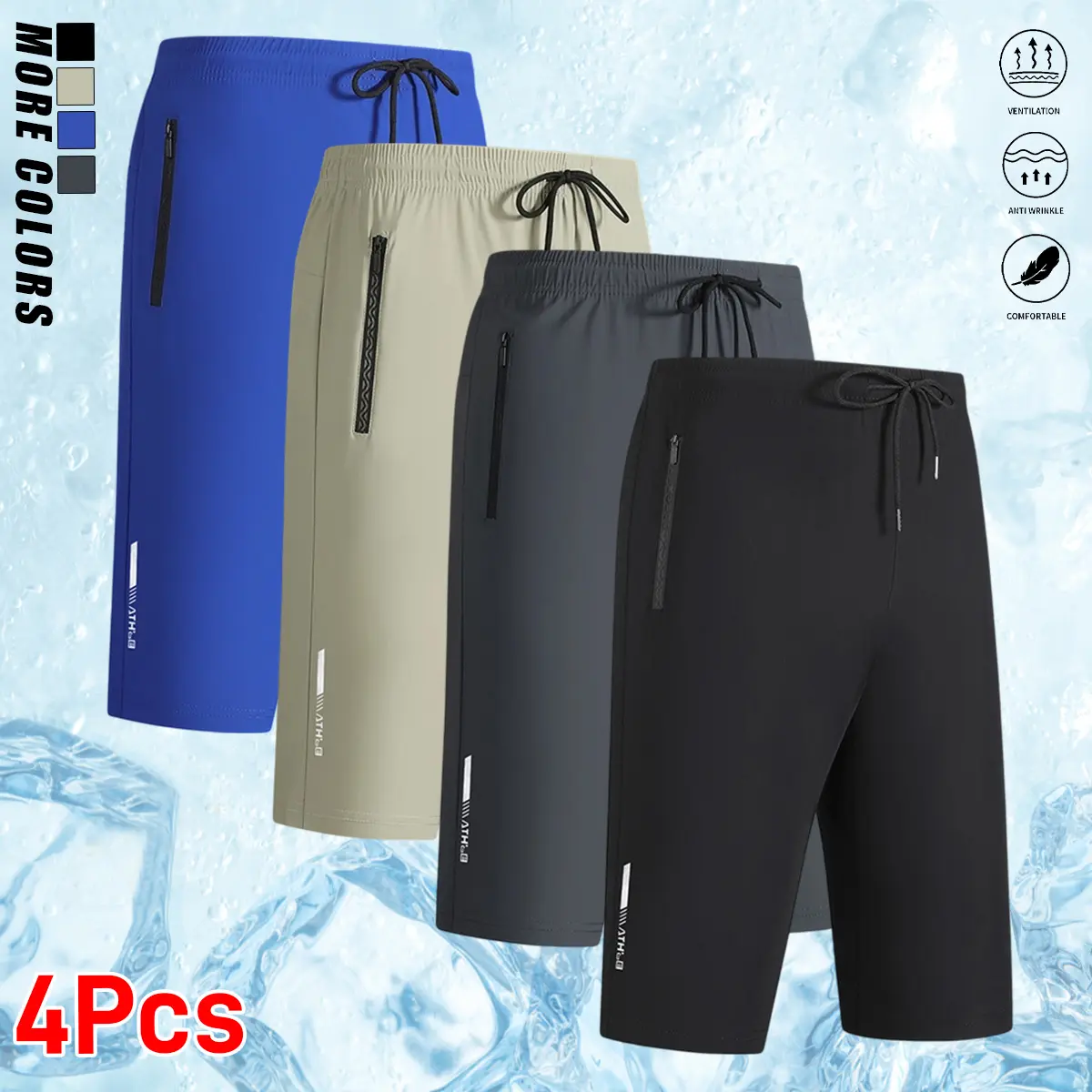 Men’s summer sports shorts 4-pack, ultra-light quick-dry shorts, comfortable and breathable, stylish casual running and fitness shorts, beach shorts, summer shorts