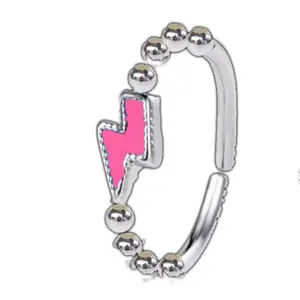 Pink Lightning Bolt Ear/Nose/Lip Piercing 20 Gauge