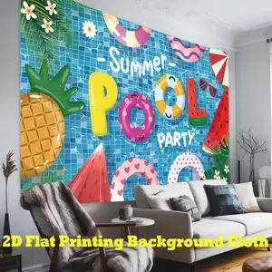Summer Pool Party Background Banner, Tropical Pool Decor, Polyester Material, Ideal for Hawaiian Parties, Birthday, Wedding, Holiday Gifts