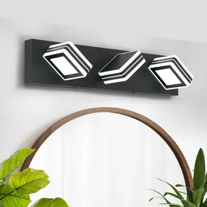 Matte Black Vanity Light Fixtures 3 Lights Up and Down LED Modern Bathroom Vanity Lights Over Mirror Acrylic Black Bath Wall Lighting On-Site