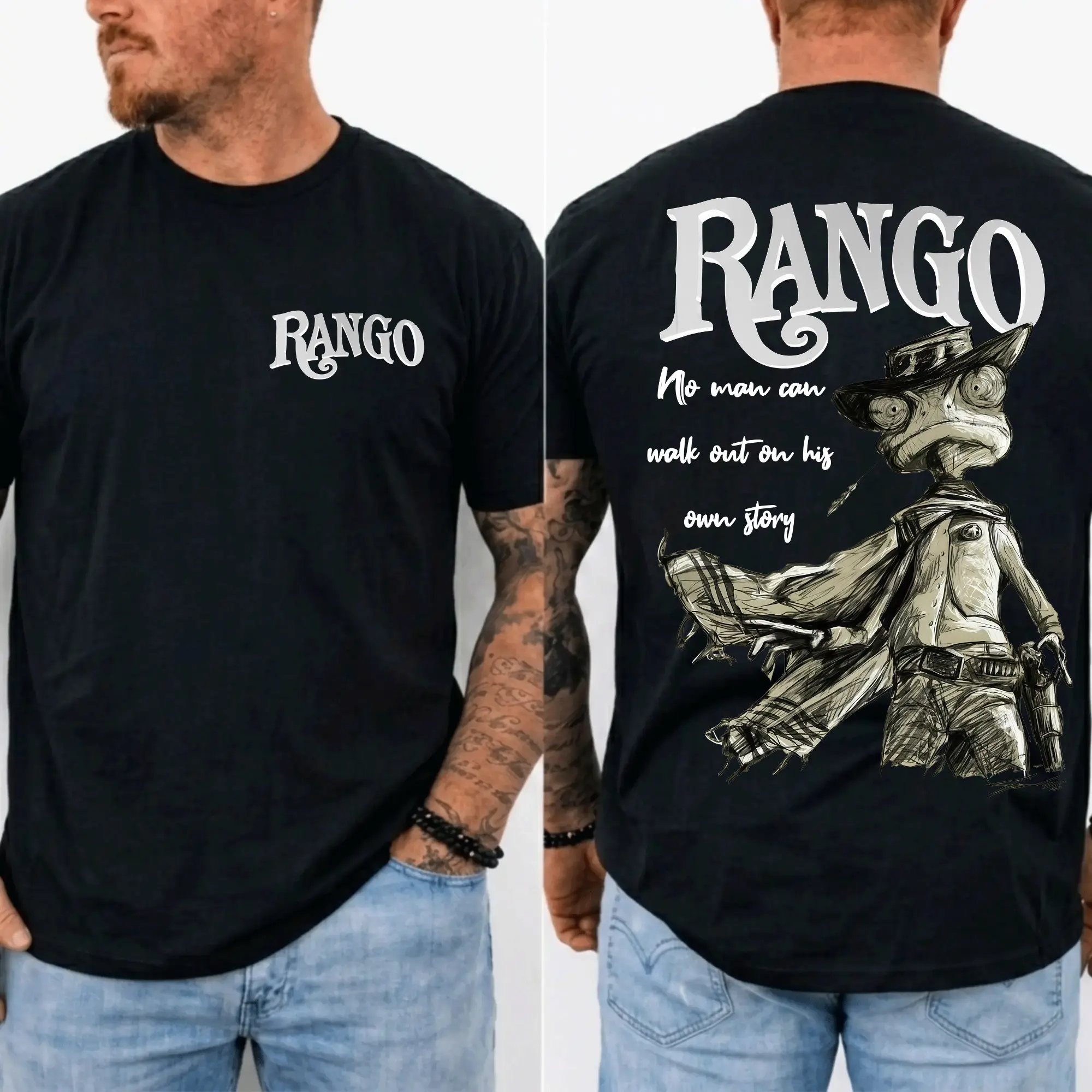 Rango Inspired Cowboy Graphic T-Shirt, Vintage Western Adventure Tee, Cartoon Lover Unisex Cotton Shirt