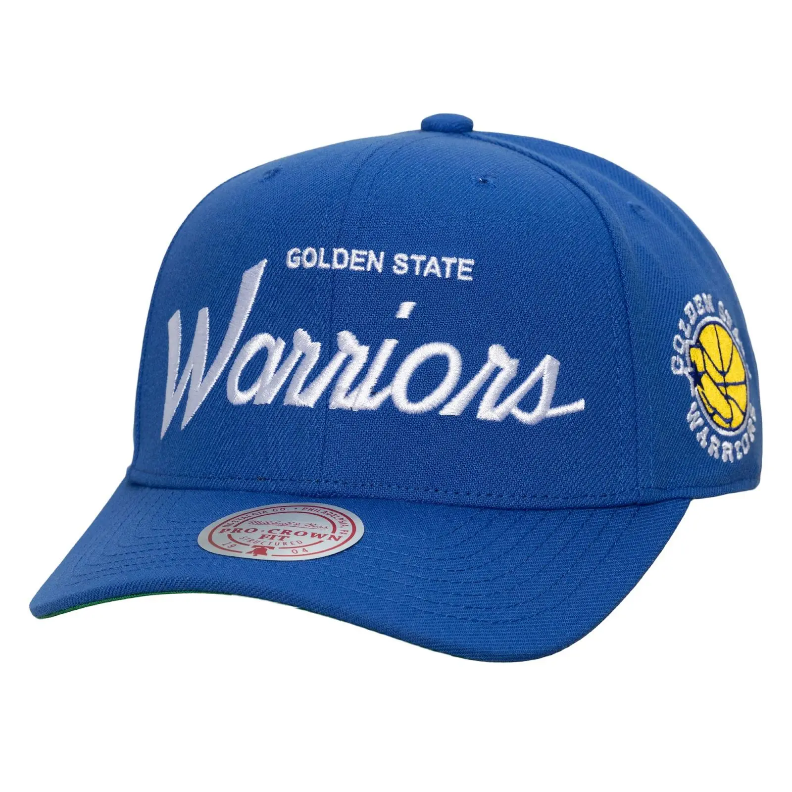 Mitchell & Ness Unisex Acrylic Graphic Golden State Warriors Royal Hardwood Classics Pro Crown Snapback Hat - NBA Throwback Cap, Casual Hand Wash Adjustable Fan Gear