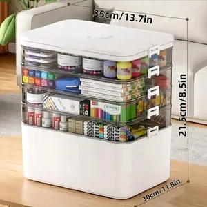 Large Capacity Multi-layer Classification Durable Portable Storage Document Box, Essential for Home and Travel, Transparent Storage Box - Easy to Clean, Suitable for Office stationery, Office Supplies, Sewing Supplies, Bathroom Supplies Storage Box.