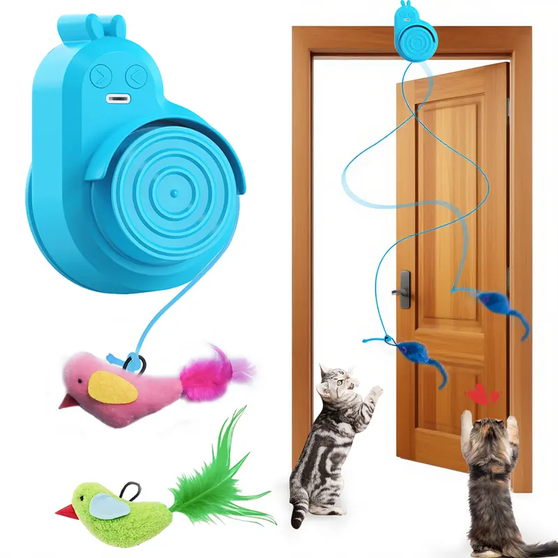 CATPICK Interactive Cat Toys for Indoor Cats Automatic Electric Flying Bird Feather Cat Toy - Best Kitten & Adult Cat Enrichment Toy Stick-on Hanging Electric Kitty Toys for Bored Cats