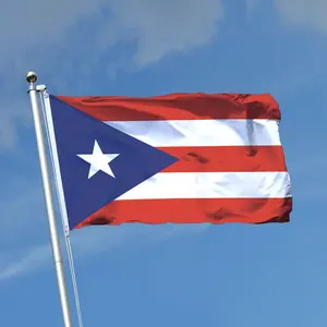 2x3ft / 3x5ft Puerto Rico National Flag - Blue Triangle with White Star & Red White Stripes Polyester Banner for Outdoor Yard & Home Decor