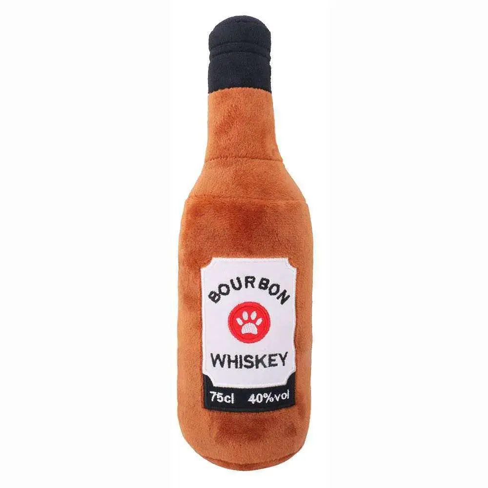 Squeaky Bourbon Whiskey Plush Dog Toy - Glow Pups