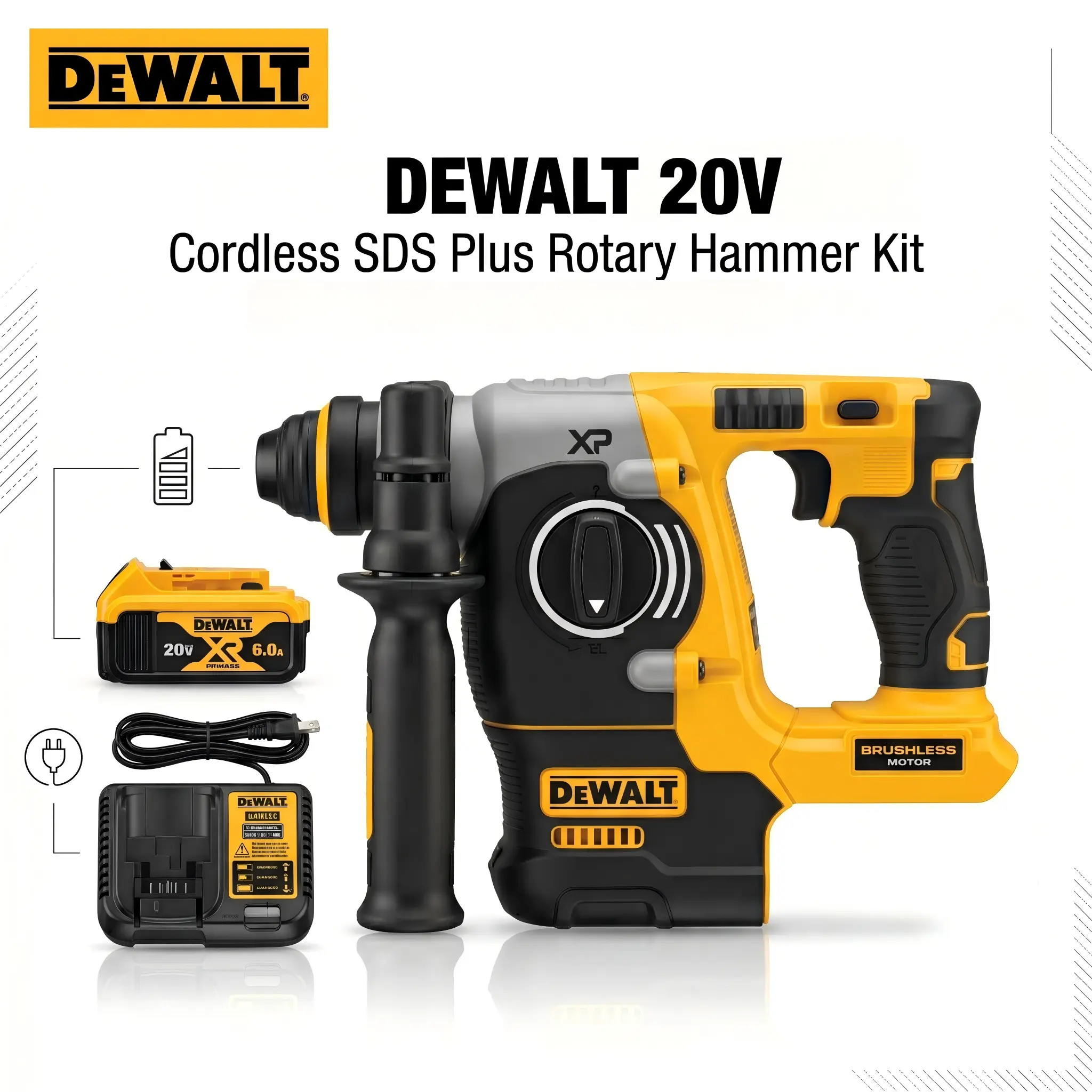 DeWalt DCH273 20V MAX SDS-Plus Brushless Rotary Hammer, 2.1 J Impact Energy, 1,100 RPM / 4,600 BPM, 3-Mode Operation, For Concrete Drilling And Light Chipping，fathersdaygift vevor pergola kit, Impact Drill, Batteries, Diy Power Tools, High Torque Impact