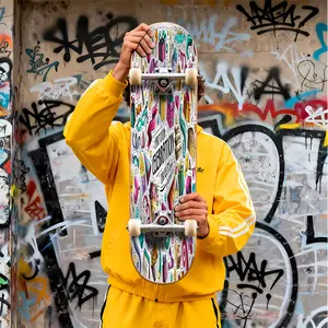 2D flat pattern skateboard sticker, cool skateboard bottom sticker with celebration elements, suitable for skateboards, scooters