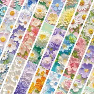 Flower Pattern Bookmark, 30pcs/set Colorful Flower Bookmark, DIY Decorative Label Stickers, Floral Pattern Sticker, Reading Card for Book, Office Stationery & Supplies