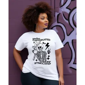 UNDER CAFFEINATED OVER STIMULATED SCREEN PRINT TRANSFER Top Womenswear