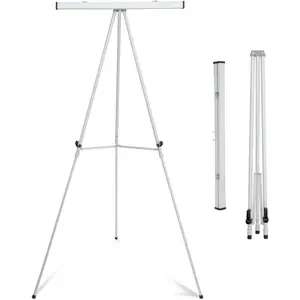 Alumum Flip Ch Display Easel Stand with Adjustable Floor for Boardroom, Whiteboard, Paper Pads, Signage, 63 1/2'' High,