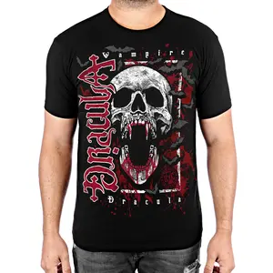 Vampire / Dracula Red Chapter Ambigram Clothing Men's Crew Neck Black Short Sleeve T-Shirt Graphic SD5XVB