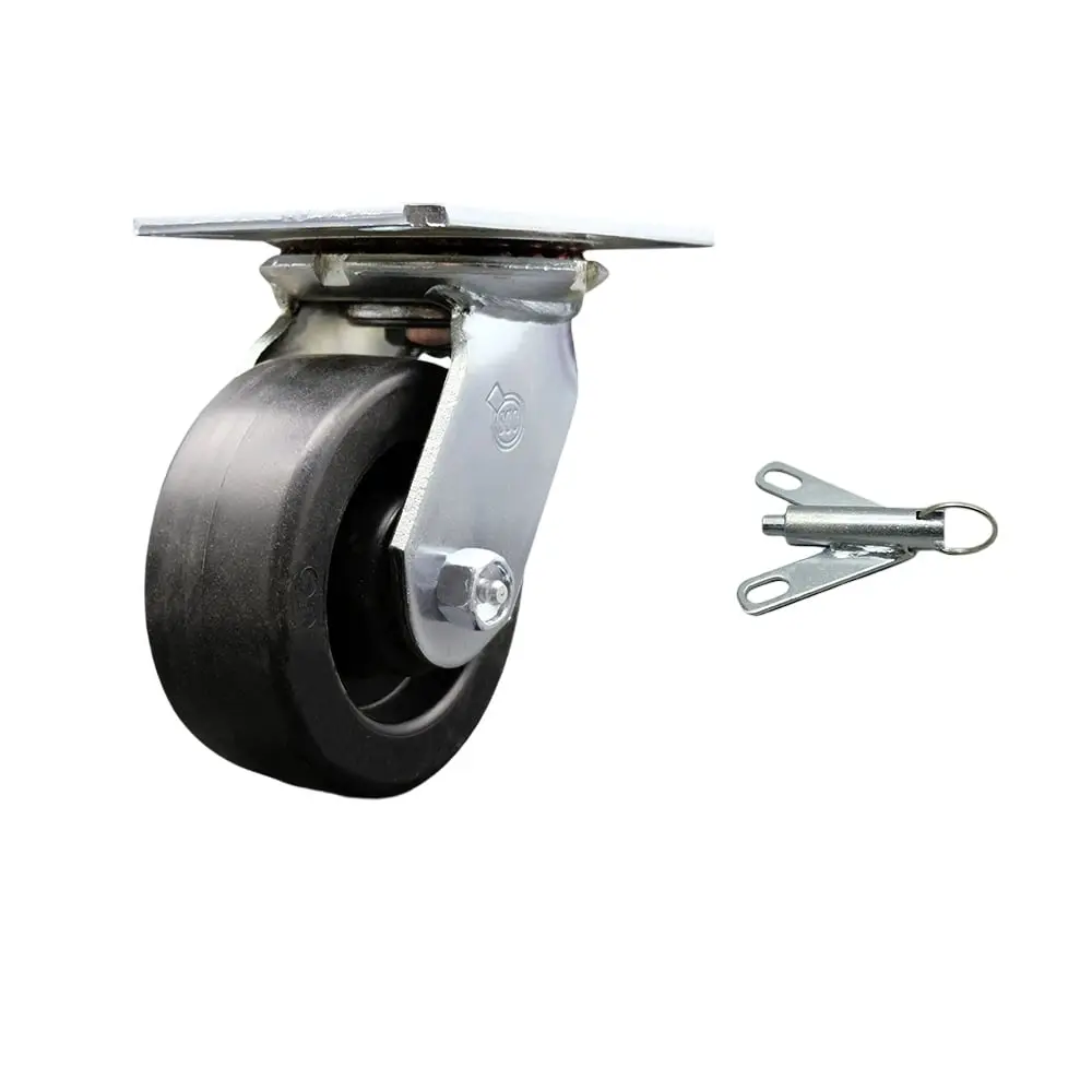 Service Caster SCC-35S520-POR-BSL Heavy Duty Large Top Plate Polyolefin Swivel Caster with 5 x 2 in. Black Wheel & Bolt on Swivel Lock - 650 lbs Capacity per Caster