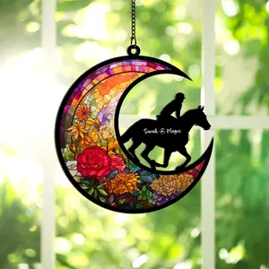 Horse Memorial Suncatcher Ornament, Personalized Sympathy Gift for Horse Lovers, Window Hanging Keepsake for Pet Loss SUN HORSE 12