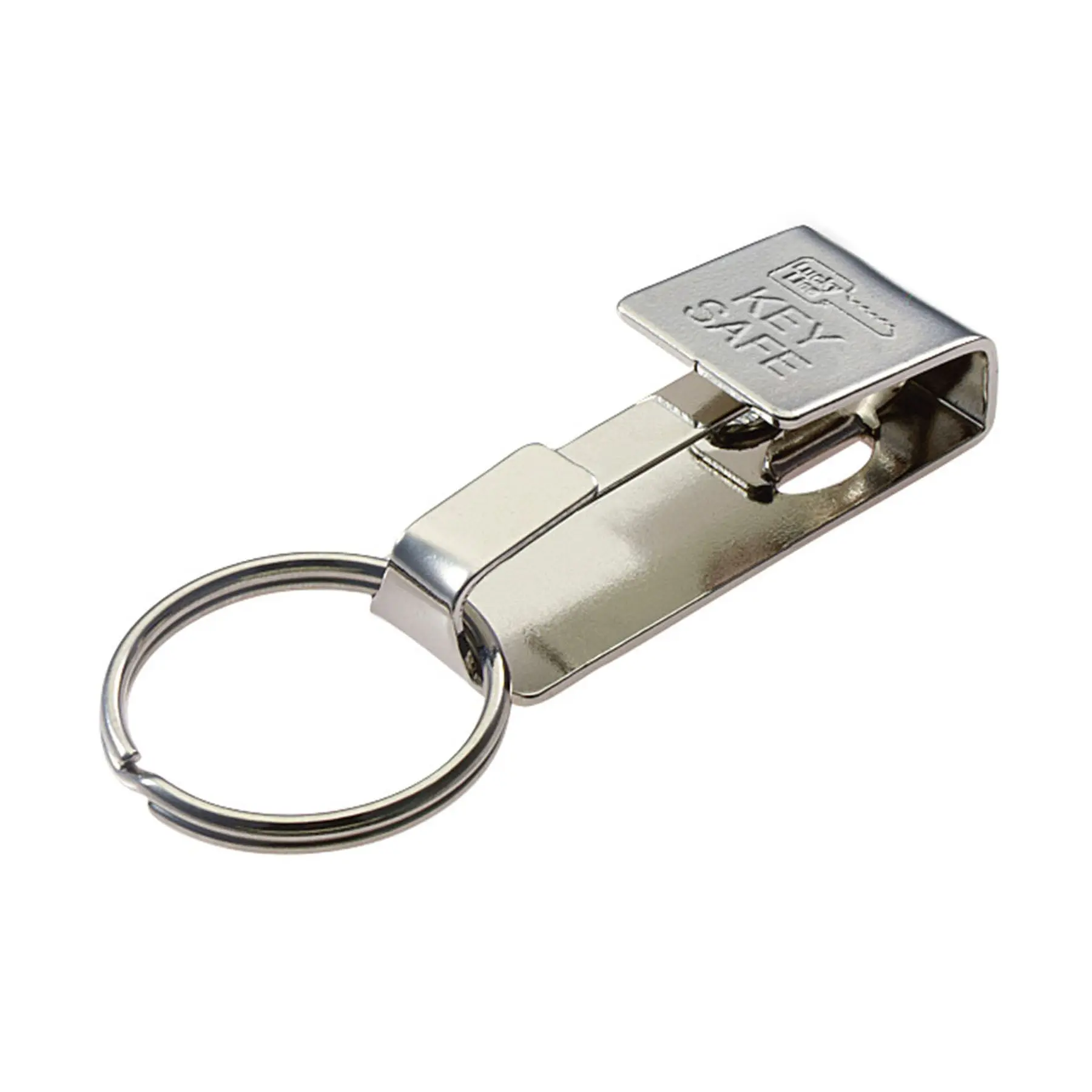 Heavy-Duty Solid Metal Key Holders (2-Pack), Nickel-Plated Slip-On Belt Clip with Split Ring for Secure Everyday Carry, Edc Gear