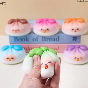 6Pcs Cute Bun Squishy Toys for Kids, Slow Rising Kawaii Baozi Squeeze Toys, Soft PU Stress Relief Fidget Toys for Party Favors, Birthday Gifts, Classroom Prizes