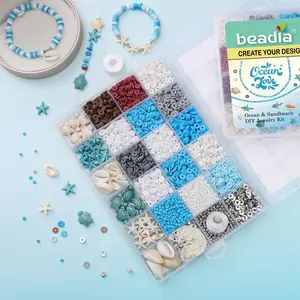 3270-Piece Ocean-Themed  pony Beads  Set, Summer's Gift DIY Jewelry Making Kit, Beading Craft Supplies for Phone Chains, Bracelets