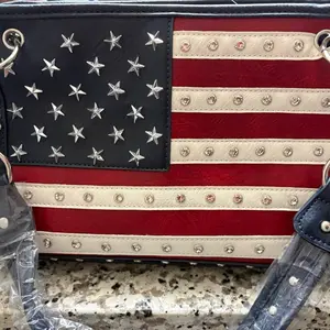 American Flag Studded Handbag with Rhinestone Accents