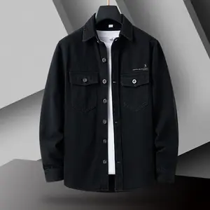 Ebb Supply New Denim Jacket Men Vintage Jean Coats Streetwear Fashion Jean Jacket Men Turn Down Collar Denim Outerwear Cotton Bomber