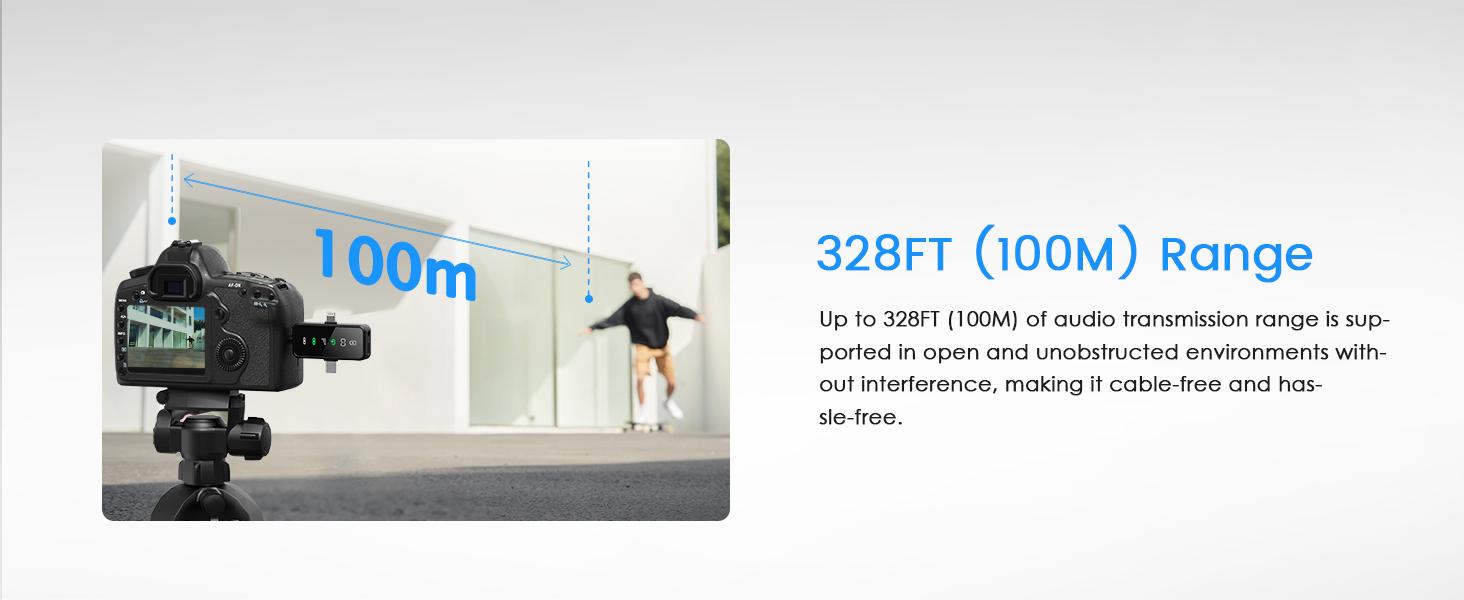 3-in-1 Mini Microphone for iPhone, Android, Camera - 328ft Long Range, 20H Battery Life, Wireless Microphones, Lapel Mic with AI Noise Reduction for Video Recording, Content Creators