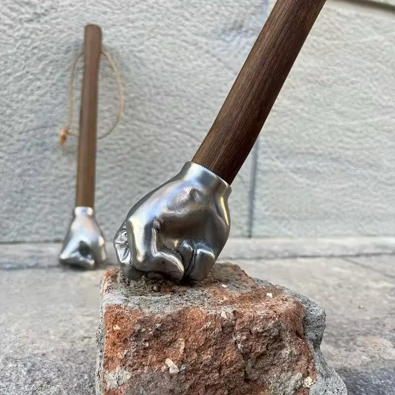 Stainless Steel Decorative Hammer with Wooden Handle, Man Cave Display Ornament, Portable Hand Tool for Home & Outdoor Use, Unique Gift for Men