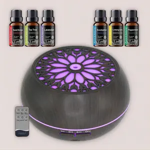 Large 550ml Essential Oil Diffuser  Auto Timer, 7 LED Colors, Remote Control & 6  Oils