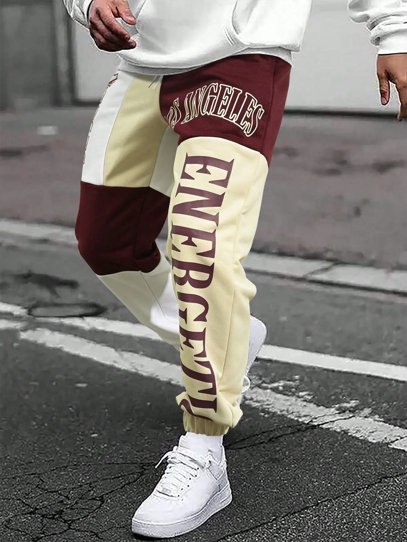 Manfinity Sporsity Men Letter Graphic Colorblock Drawstring Waist Sweatpants