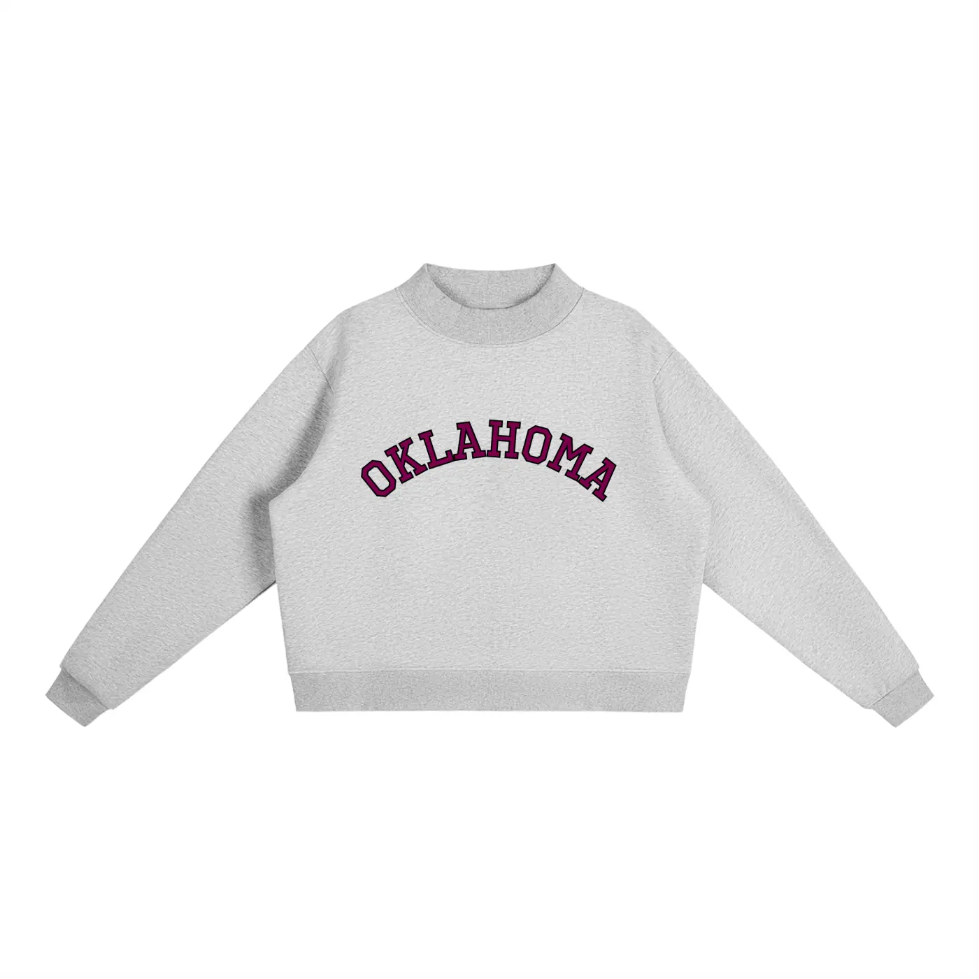 Oklahoma Fleece Mock-Neck Crew Sweatshirt - Sports Grey