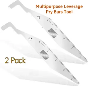 Multipurpose Leverage Pry Bars Tool - 2 Pack Stainless Steel Single Hook Door Opener with Long Handle Triangle Paddle for Firefighters EMTs Handymen & Home Use