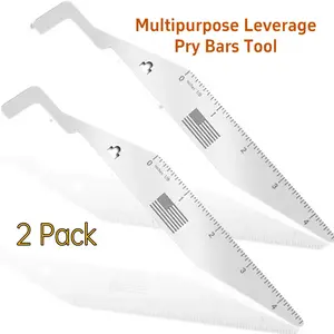 Multipurpose Leverage Pry Bars Tool - 2 Pack Stainless Steel Single Hook Door Opener with Long Handle Triangle Paddle for Firefighters EMTs Handymen & Home Use