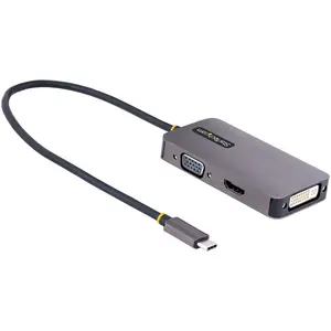StarTech 118-USBC-HDMI-VGADVI Durable USB-C to HDMI/DVI/VGA Video Connector Device, Gray Tech Accessory