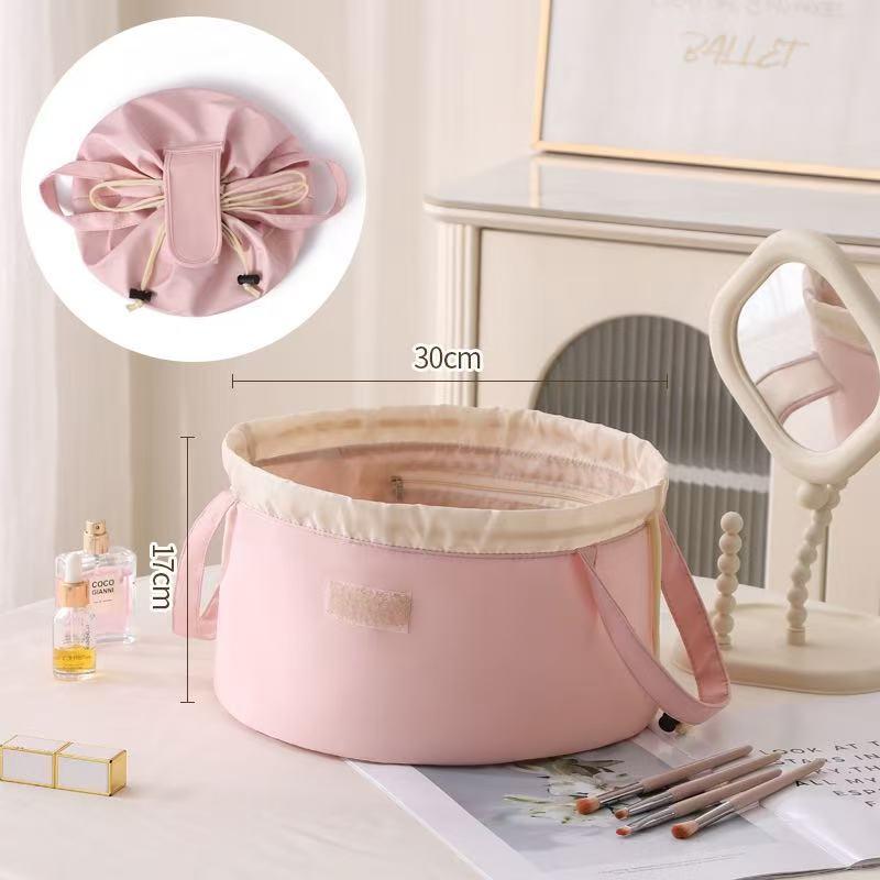 All in One Lazy Drawstring Makeup Bag for Beauty Girls Essential for Home Travel & Business Trips Portable Organized Waterproof Synthetic Material drawstring purse Christmas gift everyday makeup bag Cosmetic Pouch Large Capacity Spacious Premium Material