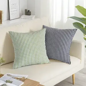 New ins-style polyester pillowcase for sofa cushions and bedroom, solid color plaid pillowcase