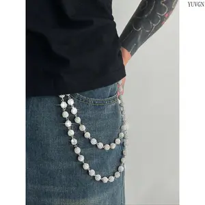 Multi-Layer Rhinestone Waist Chain - Unisex Punk Body Chain, Retro Hip Hop Pant Decor, Trendy Streetwear Layering Jewelry, Men's & Women's Accessories for Daily & Party Outfits, Men's Accessories