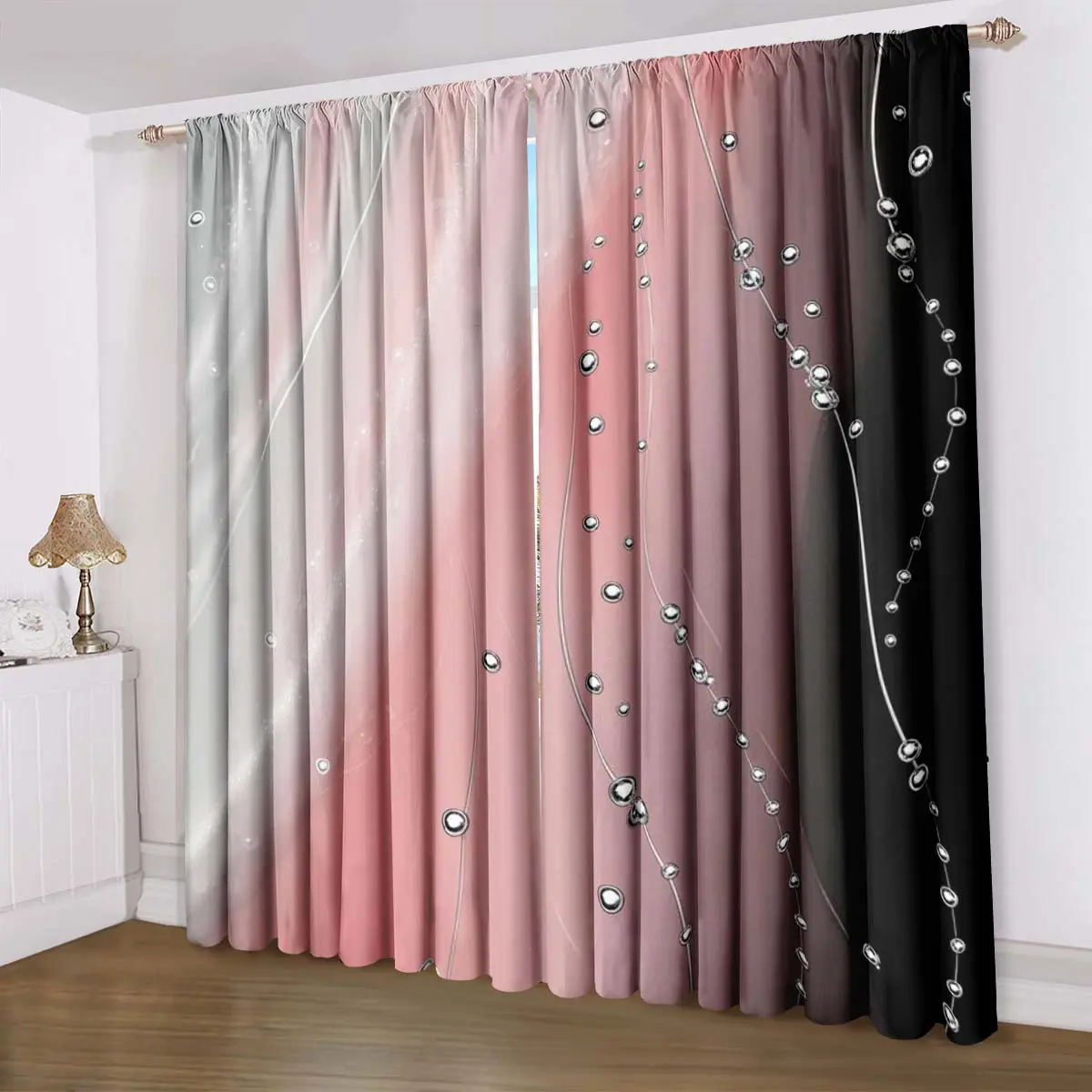 Ombre Print Blackout Curtains, Colorful Rainbow Gradient Drapes, Bedroom Window Covering, Decorative Home Decoration