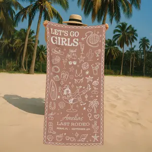 Last Rodeo Bachelorette Beach Towel Custom Name Bride Pool Towel Let’s Go Girls Western Party Favor Personalized Girls Trip Towel Cowgirl Theme Bridal Shower Gift Bridesmaid Towel for Nashville Palm Springs Miami Country Rodeo Weekend Bride Squad Keepsake