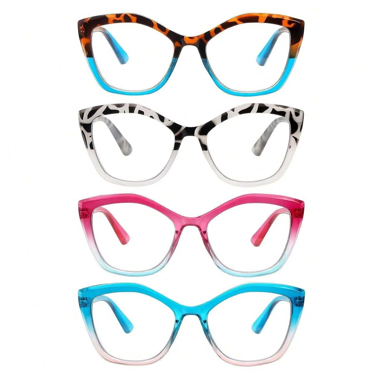 ZOELEAD Readers for Women, 4 Pack Butterfly Tortoise Shell High Quality Eyewear in Mixed Color, Lightweight Durable Blue Light Blocking with Adjustable Spring Hinge