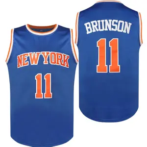 Men's Letter & Number Contrast Binding Basketball Jersey, Fit Sporty Sleeveless V Neck Basketball Top, Men's Sportswear for All Seasons, Jalen Brunson New York