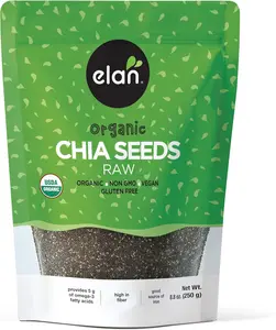 Elan Organic Chia Seeds 8.8 oz Natural Raw Black Non-GMO Vegan Gluten-Free Kosher Superfood Green Healthy Plant-Based Gels