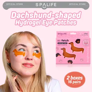 So Fetch Eye Patches | Dachshund Brightening Undereye Hydrogel Masks | Vitamin C & Green Tea Infused | 16 Pack