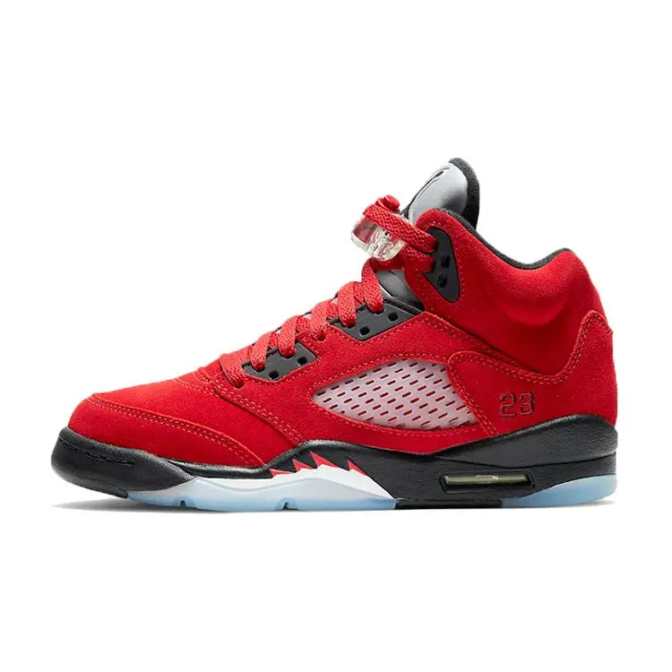 Men's Casual Jordan 5 Retro Raging Bull Red 2021 GS Trainers - Raging Bull Design, Laces, Rubber Sole, Casual Wear, US 4.5, EUR 36.5