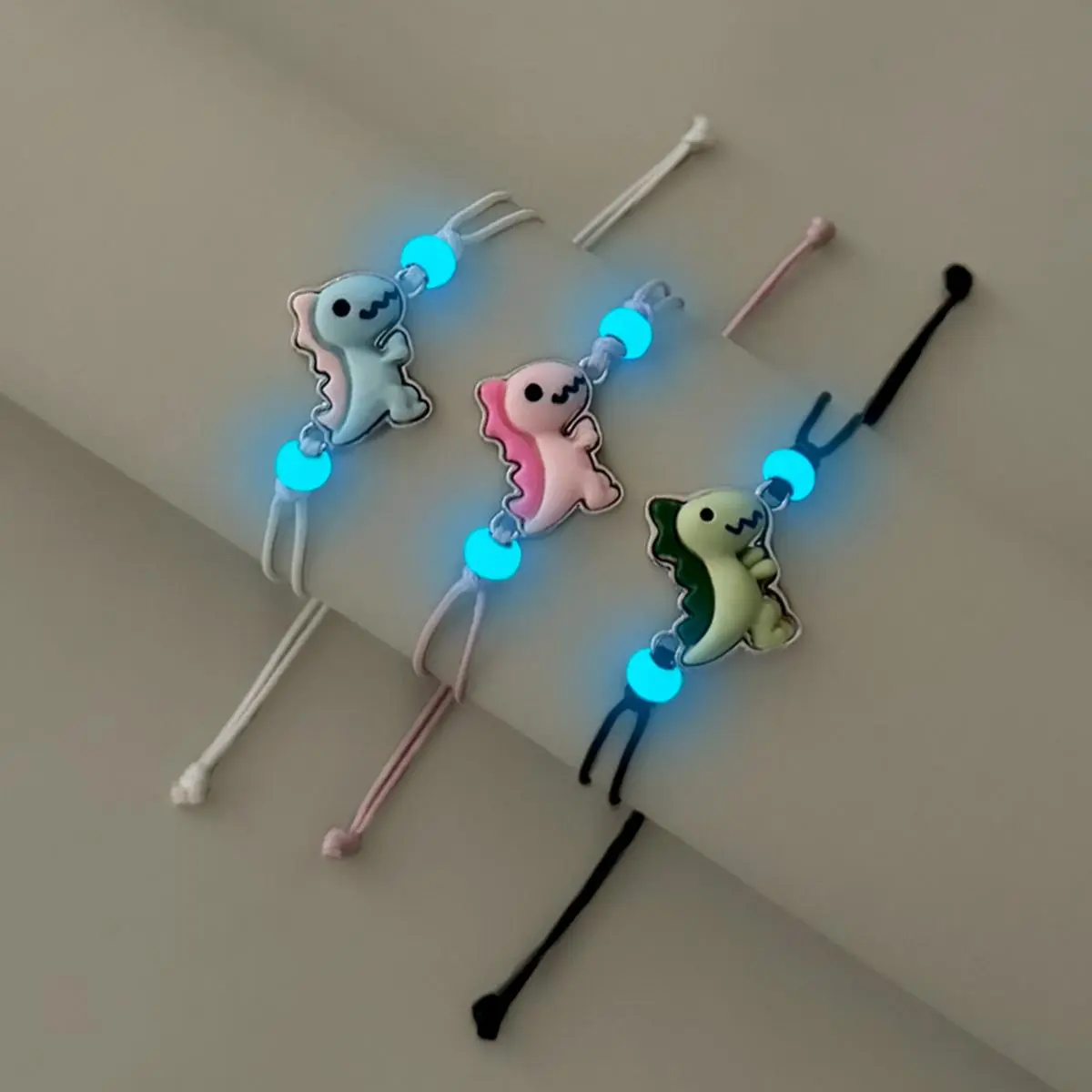 3 pieces/set luminous beads cute dinosaur Sister bracelet Handwoven fashion girlfriends bracelet