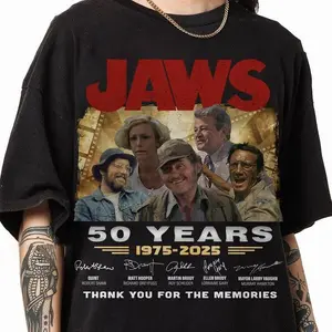 Jaws 1975 Movie Anniversary Shirt, Jaws 50th Years Anniversary Shirt, Thank For Memories Shirt, Vintage Shark Shirt Gift for Men and Women