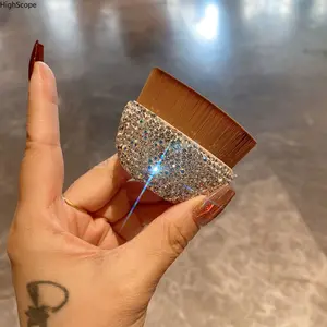 Glam Bedazzled Foundation Brush, Soft Bristle Seamless Makeup Brush, Aesthetic Rhinestone Cosmetic Brush for Flawless Base