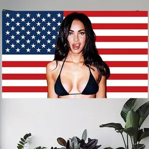Megan Fox American 3x5Ft Flag tapestry for Wall Hanging Man Cave CollegeDorm Room Decor Outdoor Banner with 4 Brass Grommets  Decoration DecorativeTapestry Flag Blanket