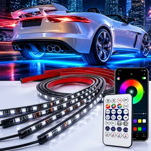 4Pcs Car Underglow LED Light Kit, 8-Color RGB 252-LED Strip Lights with Sound-Active Music Mode, Bluetooth APP & Remote Control, Waterproof for Cars SUVs underglow light underglow kit