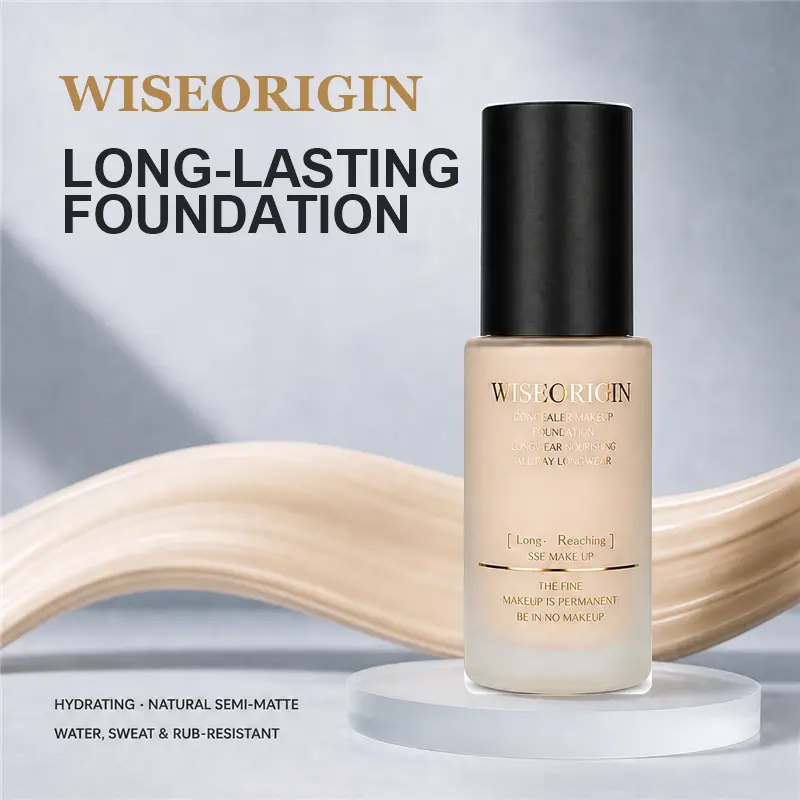 2WISEORIGIN Upgraded Longwear Concealer Foundation for Summer Commutes, Gym-to-Plan Days & Events | Waterproof, Sweat-Resistant and Transfer-Resistant Buildable Coverage with a Lightweight Natural Soft-Matte Finish