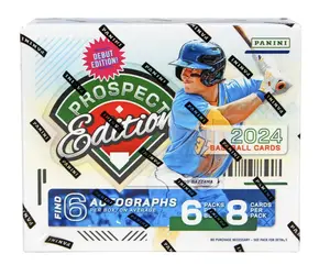Panini 2024 Prospect Edition Baseball Hobby Box - 6 Packs with 8 Cards Each - Includes 6 Autographs - Ripped and Shipped