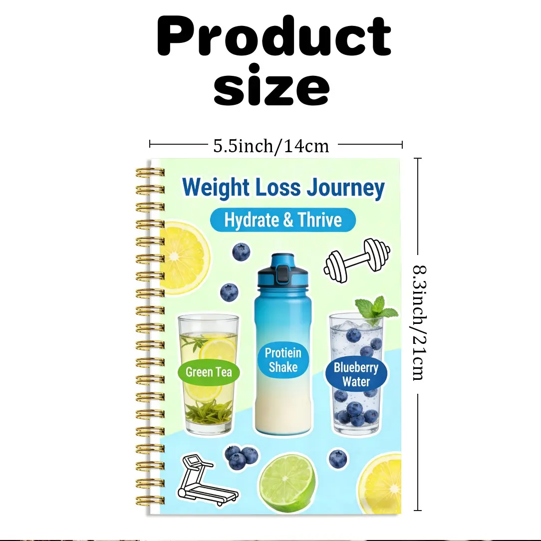 Professional Weight Loss Tracker Notebook, 8.3*5.5 Inches, Low-Calorie Diet Log Book, Fitness Plan Planner, Self-Discipline Journal