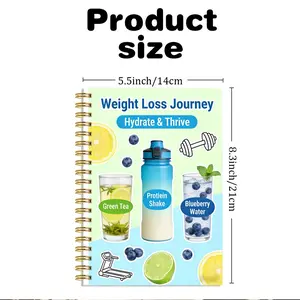 Professional Weight Loss Tracker Notebook, 8.3*5.5 Inches, Low-Calorie Diet Log Book, Fitness Plan Planner, Self-Discipline Journal